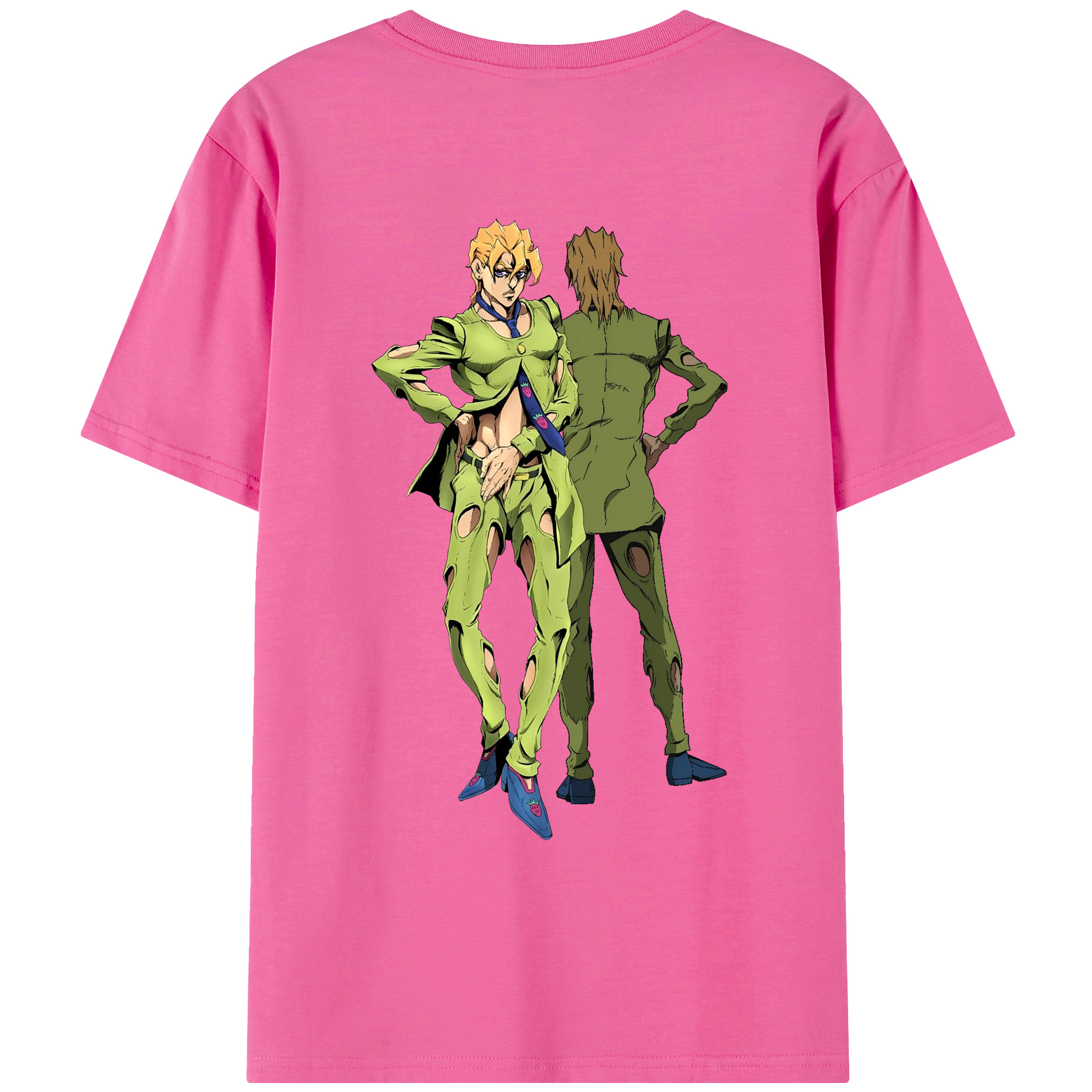 （画像用） ジョジョの奇妙な冒険 パンナコッタ?フー JoJo's Bizarre Adventure Pannacotta Fugo レディース半袖Tシャツ(バックプリント)